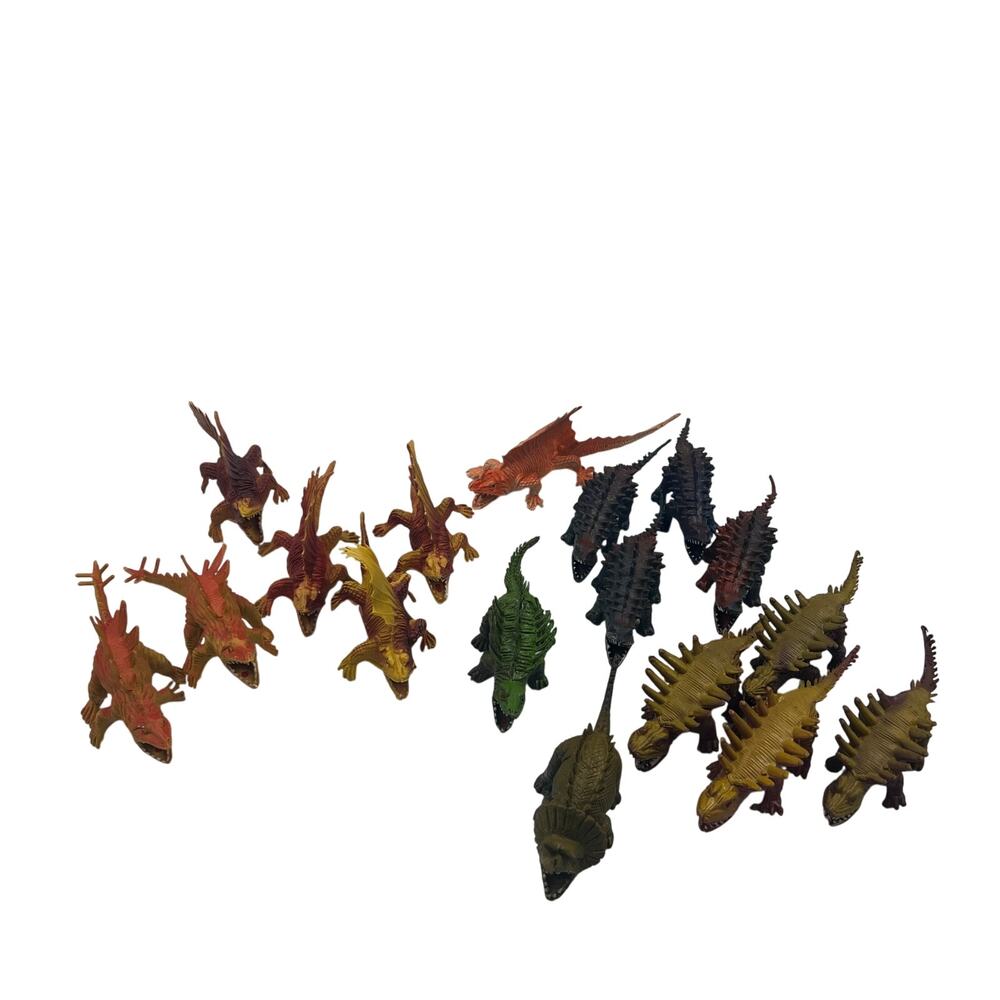 Vintage 1980's Dinosaur Lot Made Tiawan Duplicates 17 Plastic Figures Dino‎ Play